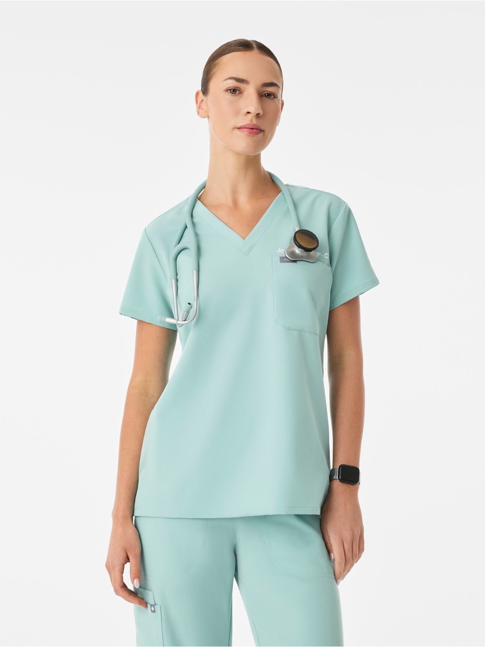 Figs Women's Teal V-Neck Short Sleeve Scrub Top Size S